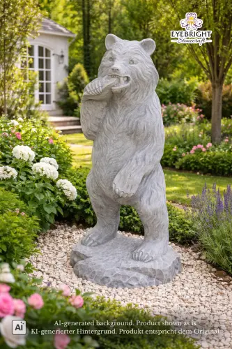 Product image of the product “Big bear eating fish, 100cm H | cast stone ”